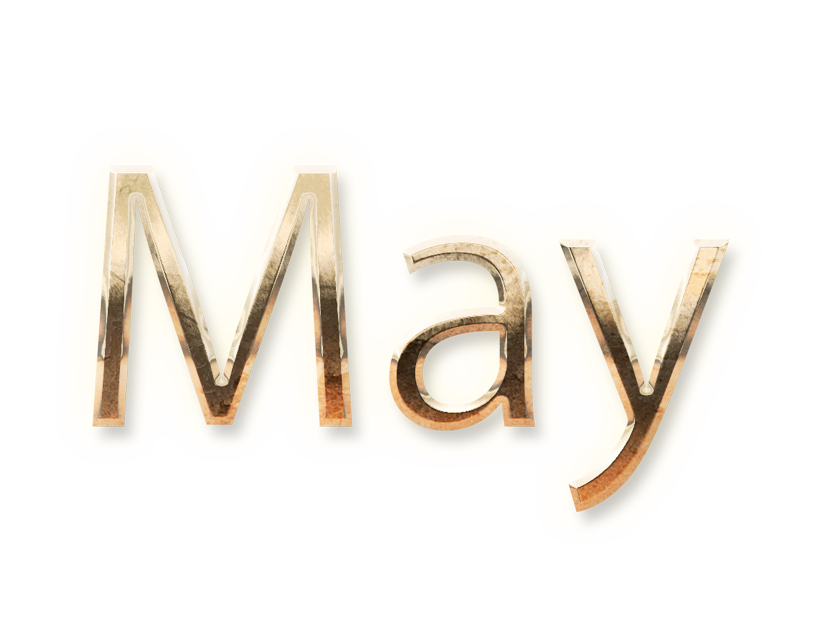 MAY month name word MAY gold text typography PNG images free